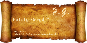 Helmly Gergő névjegykártya